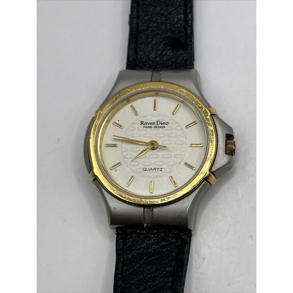 Roven Dino Paris Design Women's Quartz Watch 24mm Case Black‎ Band- New Battery